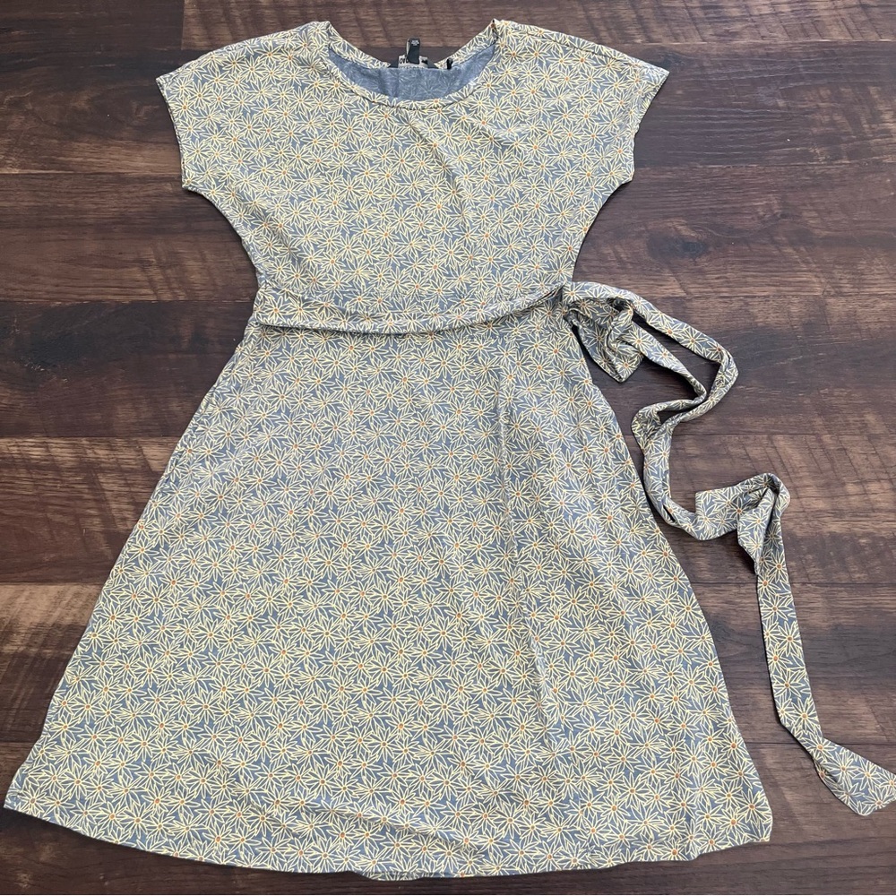 Toad & co cue wrap floral soft tie blue gold outdoor dress small - Picture 1 of 10